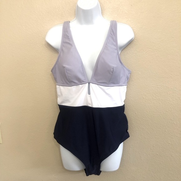 CUPSHE Women's Colorblock Keyhole Cutout One Piece Swimsuit Size XL - Picture 1 of 11